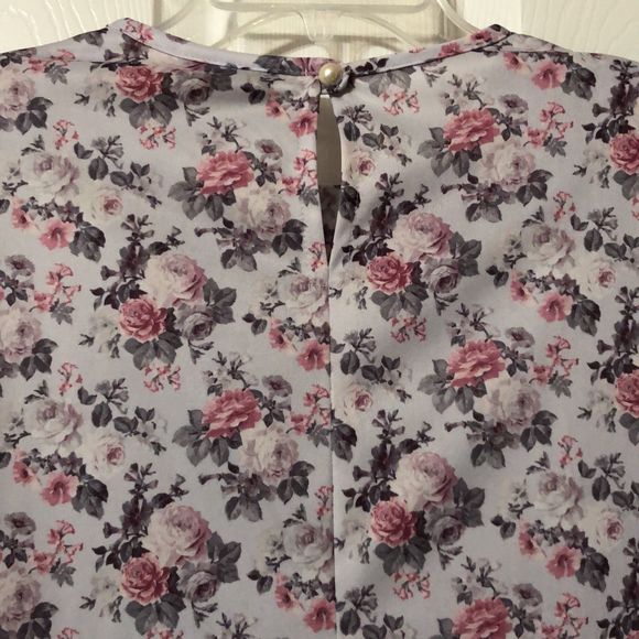 Blouses for Women Haband Grey with Pink Floral Size Large - Picture 5 of 8